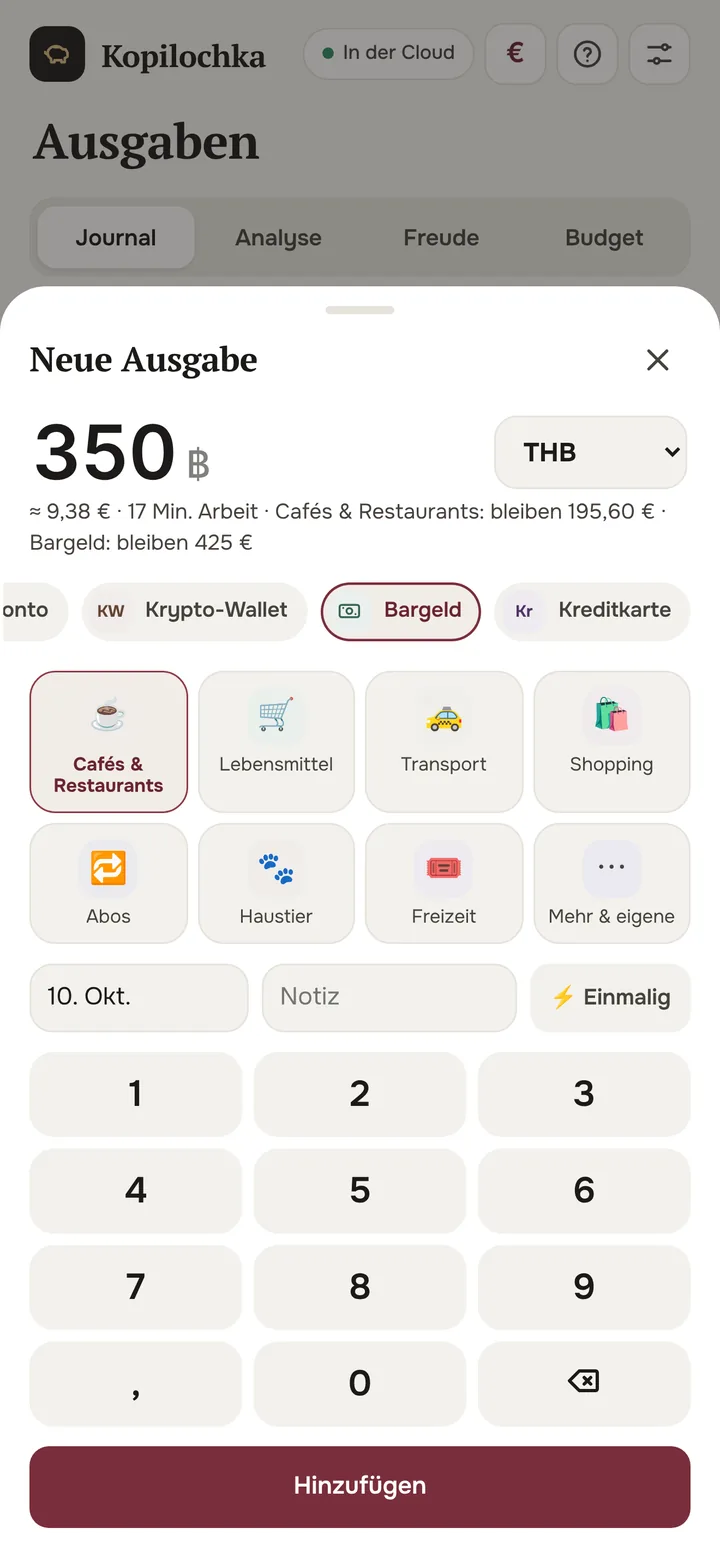 Neue Ausgabe über 350 Baht, in Dollar umgerechnet