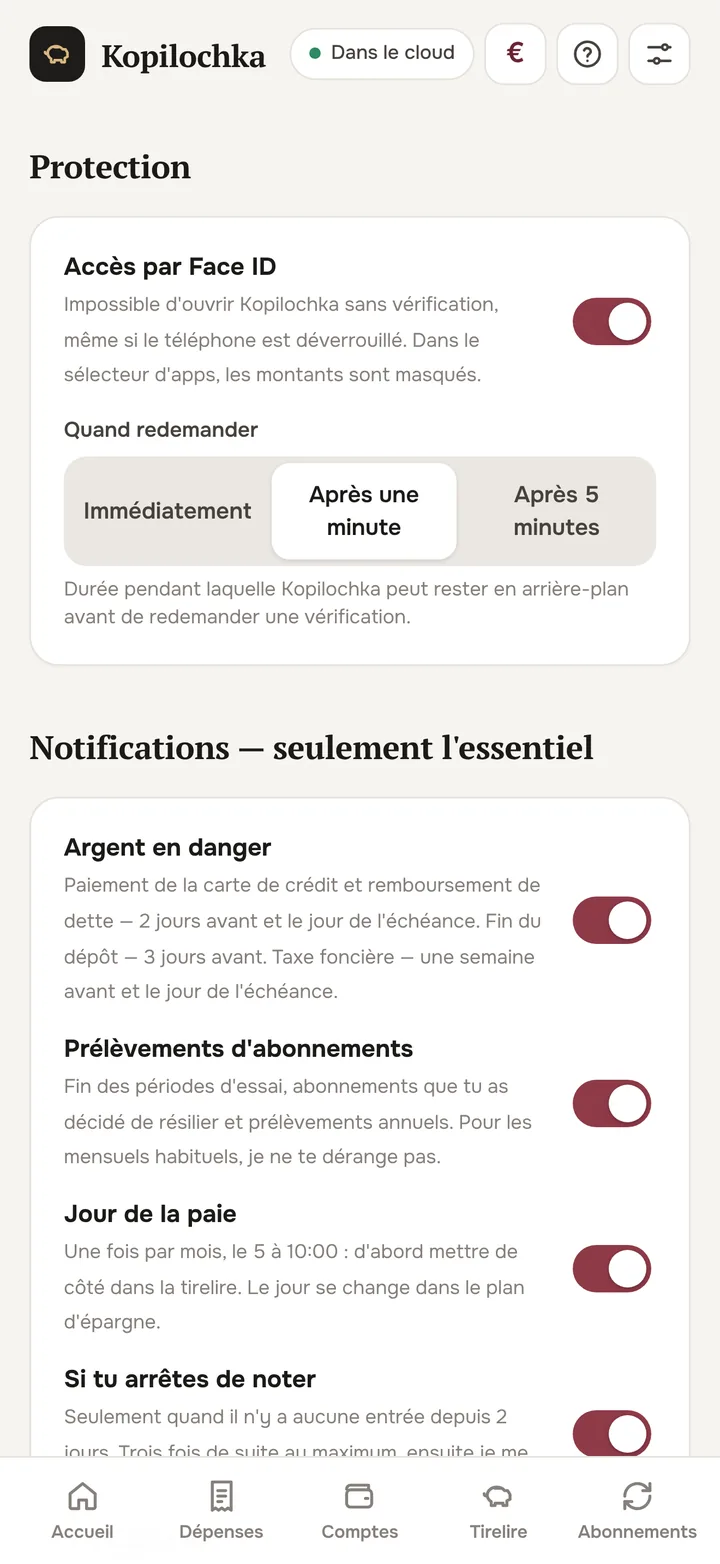 Réglages : Face ID et notifications