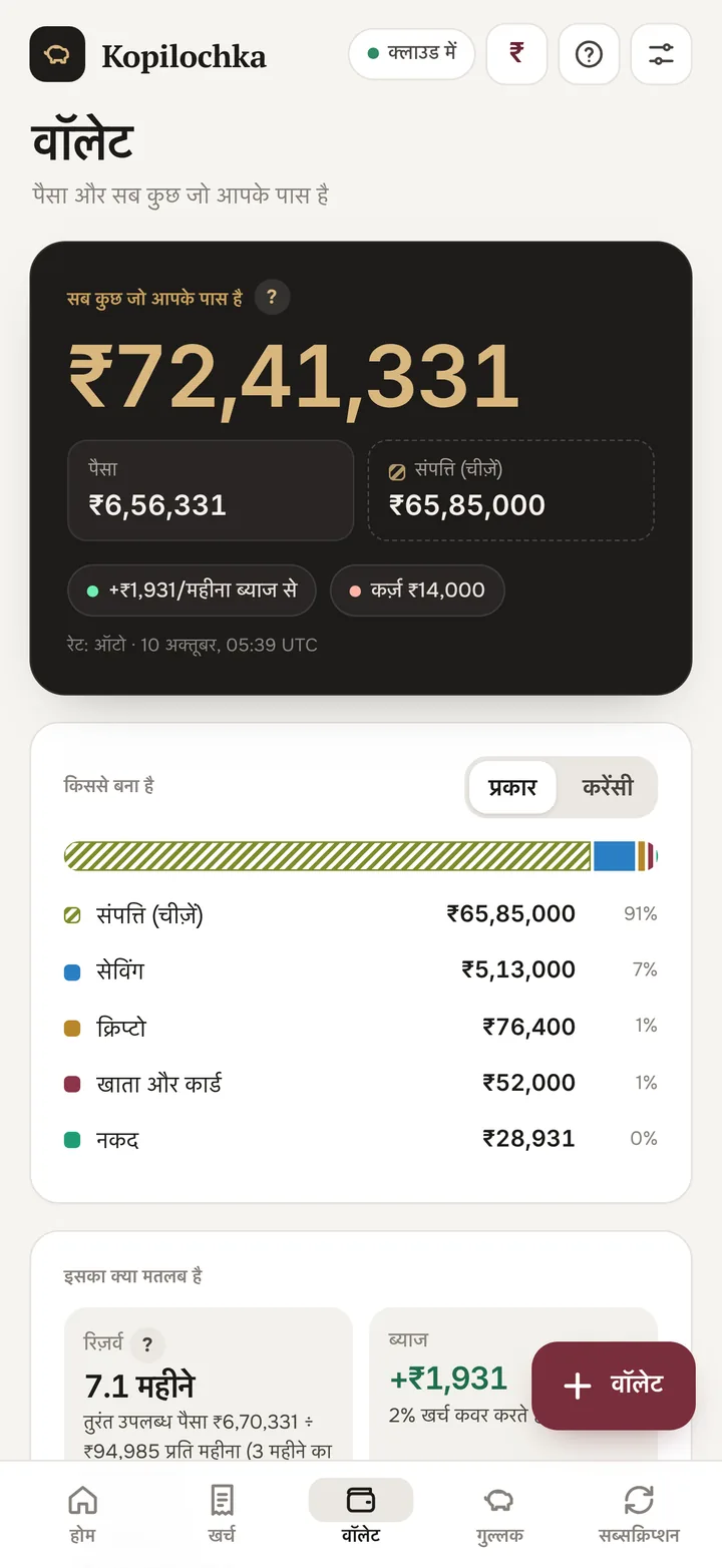 वॉलेट स्क्रीन: नेट वर्थ और उसकी बनावट