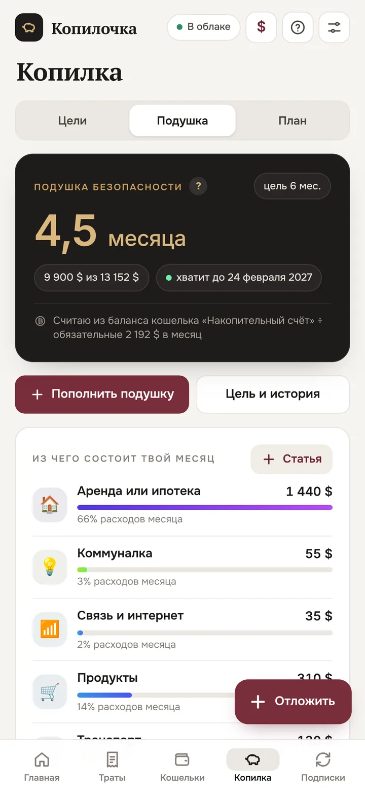 Экран подушки: на сколько лет хватит денег
