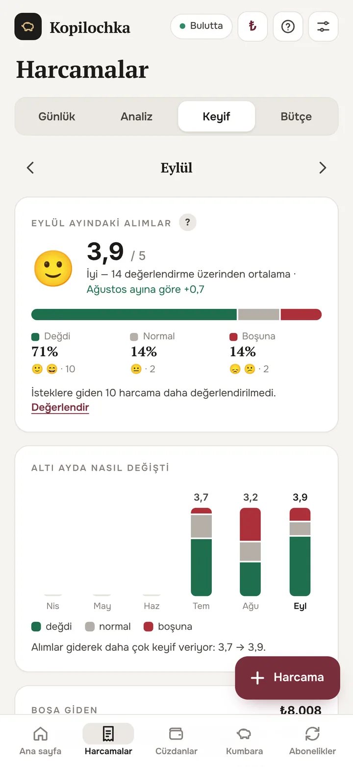 «Sevinç» ekranı: ayın alışveriş puanları