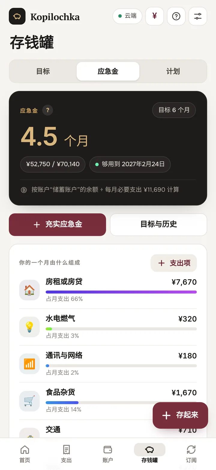 储备金页面:钱够用几年